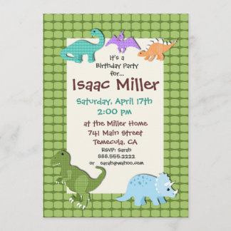 la invitación Dino de la fiesta de cumpleaños del