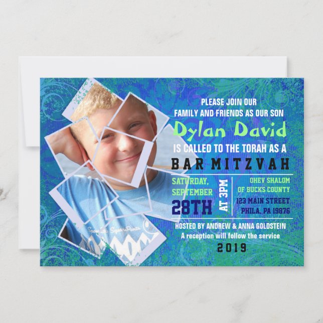 La invitación FRESCA de Mitzvah de la barra del (Anverso)