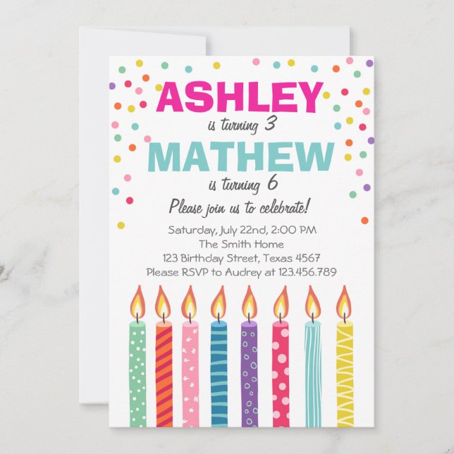 La invitación gemela común de la fiesta de (Anverso)