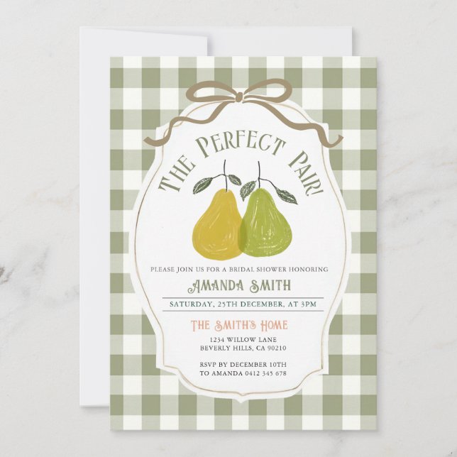 La invitación perfecta para parejas Pear la ducha  (Anverso)
