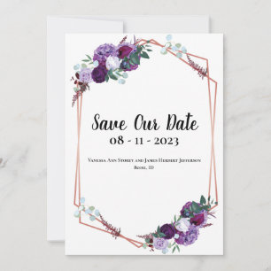 La Invitación Purple Floral Elegante salva la fech