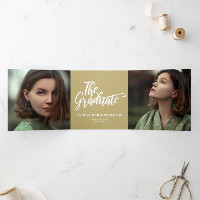 La Invitación Tri-Fold de Graduado Multifoto (Interior)