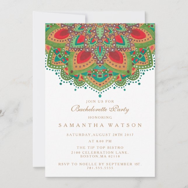 La invitación verde del fiesta de Bachelorette de (Anverso)