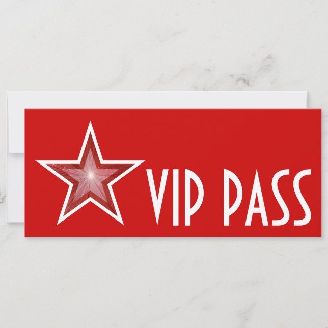 La invitación "VIP PASS" de Estrella Roja es larga (Anverso)