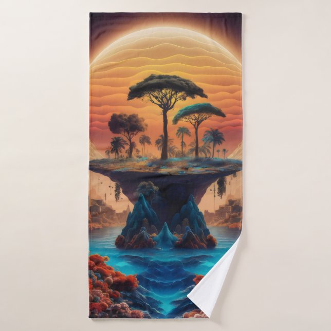 La isla al atardecer. (Toalla de baño)