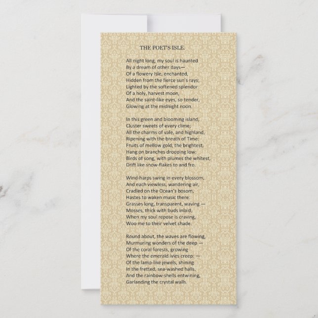 "La Isla del Poeta" hermosa tarjeta poética del si (Anverso)