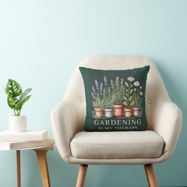La Jardinería Es Mi Terapia Cojín decorativo Verde (Silla)