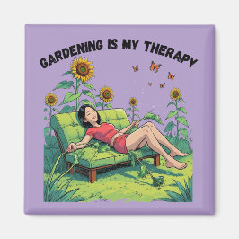 La jardinería es mi terapia imán - lila