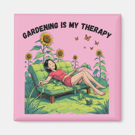 La jardinería es mi terapia imán - rosa