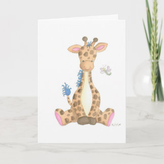 La jirafa, tarjeta de felicitación de acuarela