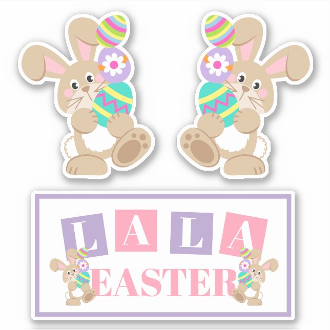 La La Conejito de Pascua Hoja de Pegatinas (Anverso)