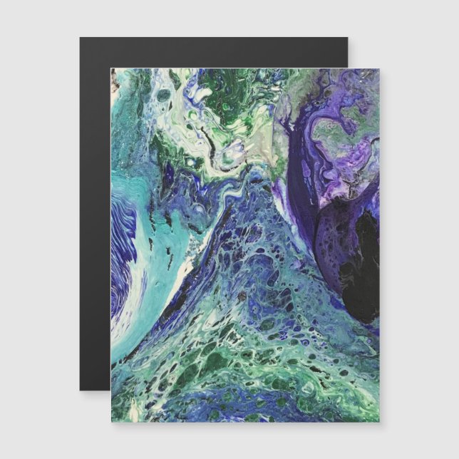 La Laguna #1 pintura en Magnet azul, verde azulado (Anverso/Reverso)