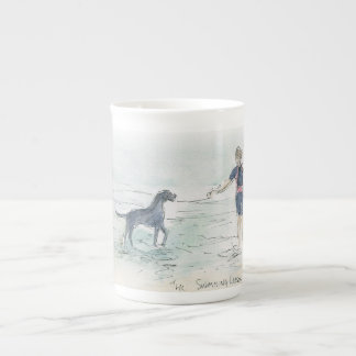 "La lección de natación" tazas de porcelana de hue