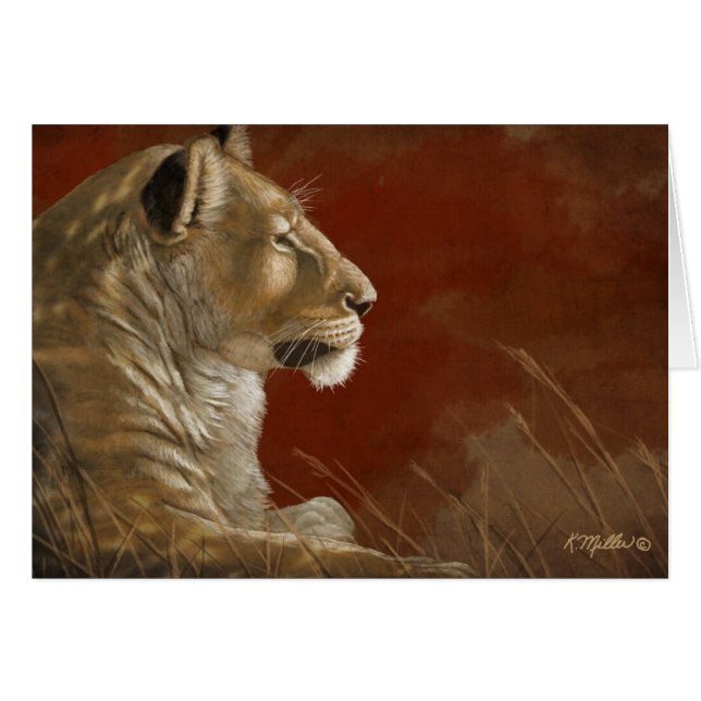 La leona en la pintura digital del Sombreado (Anverso (Horizontal))