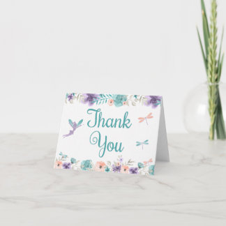 La libélula de hadas floral agradece la tarjeta