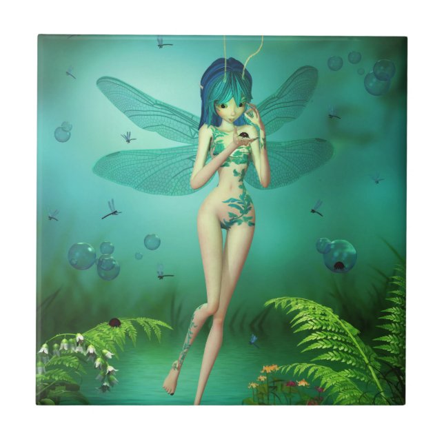 La libélula Flitters baldosa cerámica (Frente)
