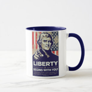 ¡La libertad de Jefferson comienza con usted! Taza