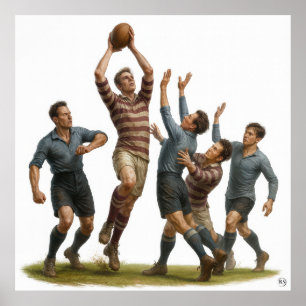 La línea - Impresión de Rugby de época