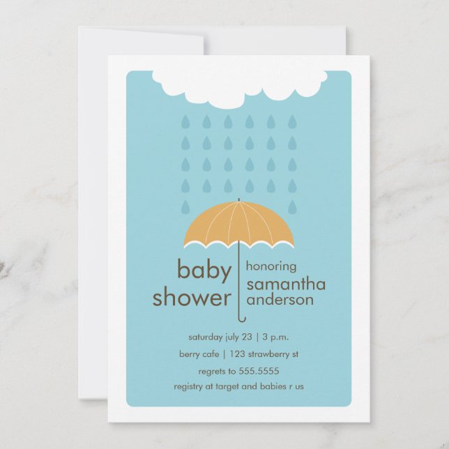 La lluvia disminuye la invitación a Baby Shower -  (Anverso)