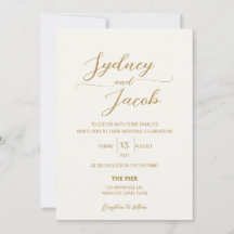 La Lumiere: Invitación de Boda de Oro e Marfil