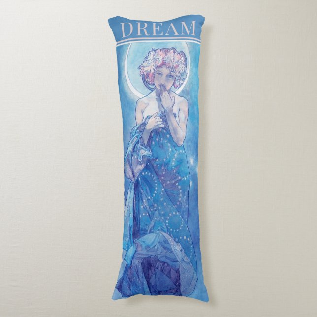 'La luna' de Mucha, la almohada del cuerpo azul so (Frente vertical)