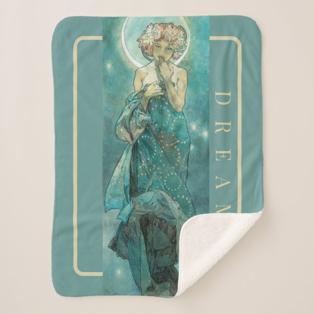 'La luna' de Mucha, una manta del Sherpa verde soñ (Anverso)