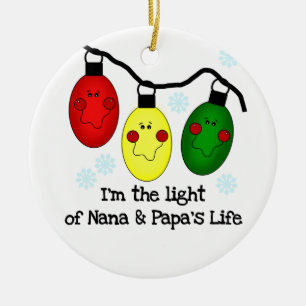 La luz del ornamento personalizado de Nana y Papa