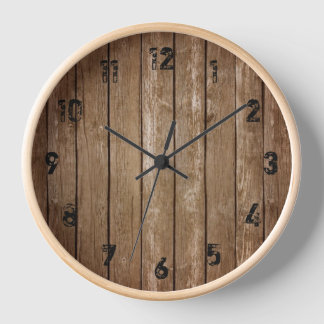 La madera rústica parece planchas de gran reloj