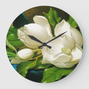 La magnolia florece el reloj de pared