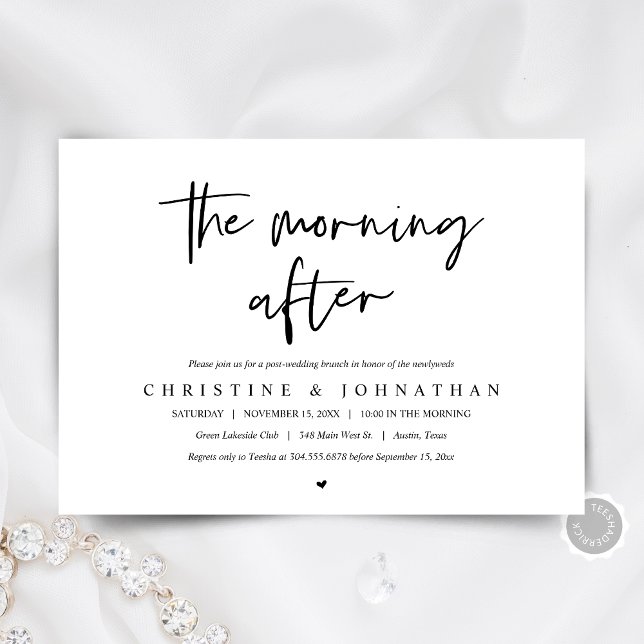 La mañana siguiente, invitación al brunch post bod (The Morning After, post wedding brunch, elopement Invitation card, digital download, modern minimal)