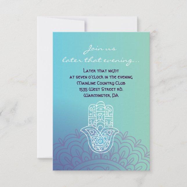 La mano de Aqua HEMSA de DIOS Bat Mitzvah Tarjeta  (Anverso)