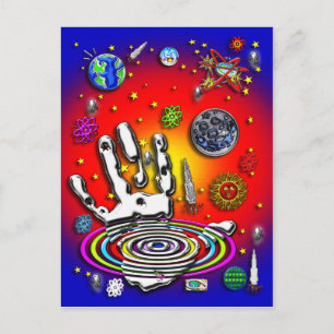 La mano de la humanidad en la postal espacial II
