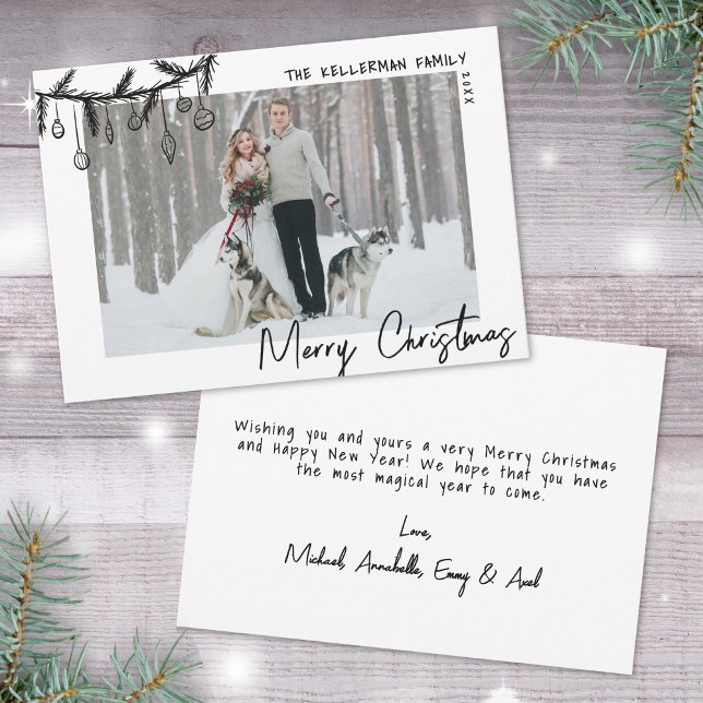 La Mano dibujada para la fantástica navidad del fe (Hand Drawn Whimsical Merry Christmas Holiday Card)