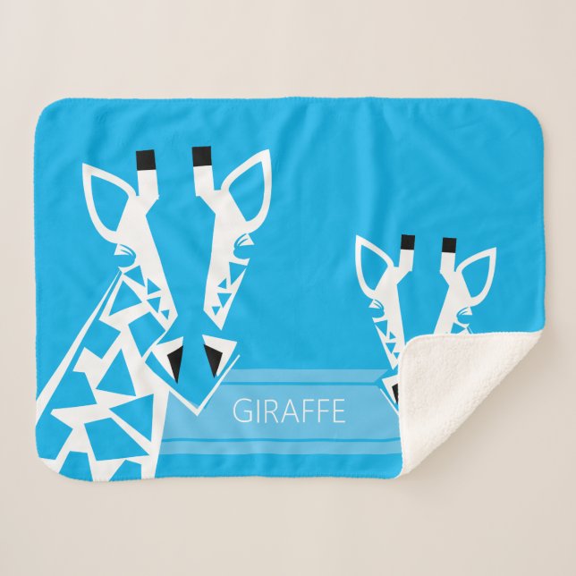 La manta azul de la jirafa del bebé (Anverso (horizontal))