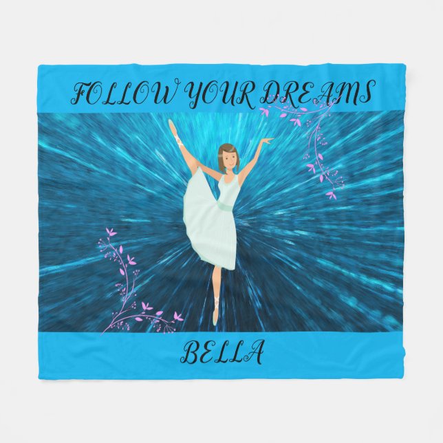 La manta de Ballerina, "Sigue tus sueños" y nombre (Frente (Horizontal))