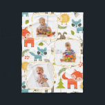 La manta de fotos de los niños Personalizados de W<br><div class="desc">Añade tus propias fotos a esta manta adorable con un patrón de animales de bosque. Hay mapaches,  zorros,  erizos y más sobre el fondo de esta manta. Utilice la plantilla sencilla para agregar rápidamente sus propias fotos al diseño. Esta coordinación con otros elementos de nuestra colección Woodland Whimsy.</div>