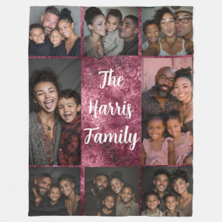 La manta de la Collage de fotos de la familia blan