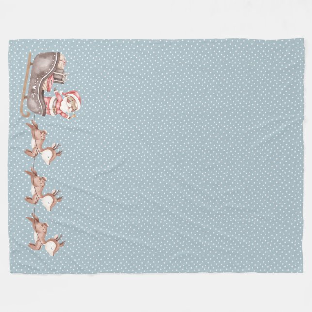 La manta de la fleta azul con Santa en la espoleta (Frente (Horizontal))