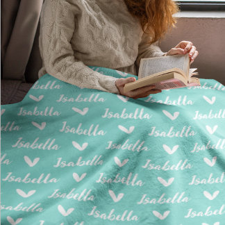 La manta de nombre personalizada Aqua Blue con cor