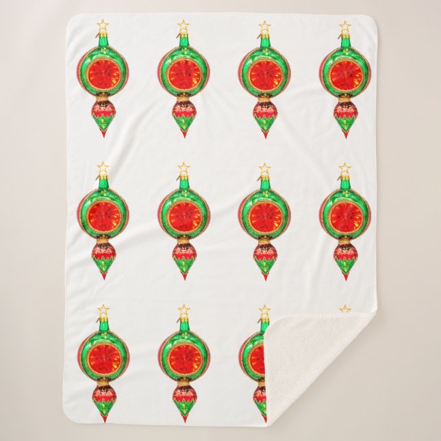 La manta del Sherpa Blanco con ornamento verde y r (Anverso)