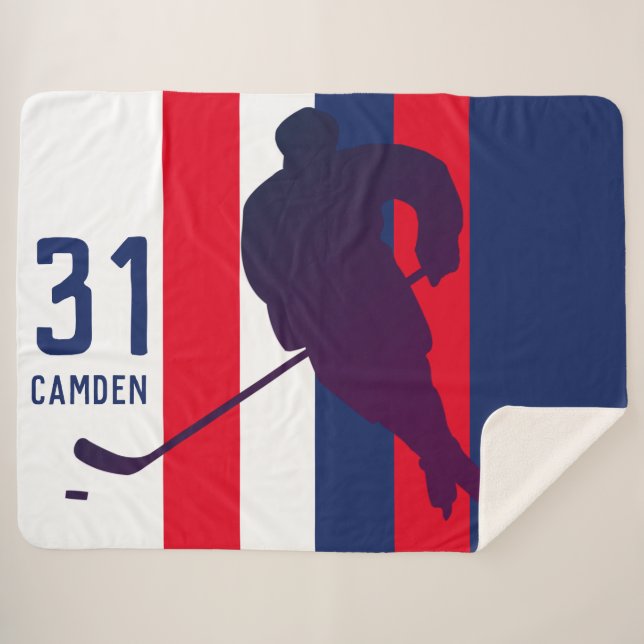 La manta del Sherpa de Hockey Personalizado (Anverso (horizontal))
