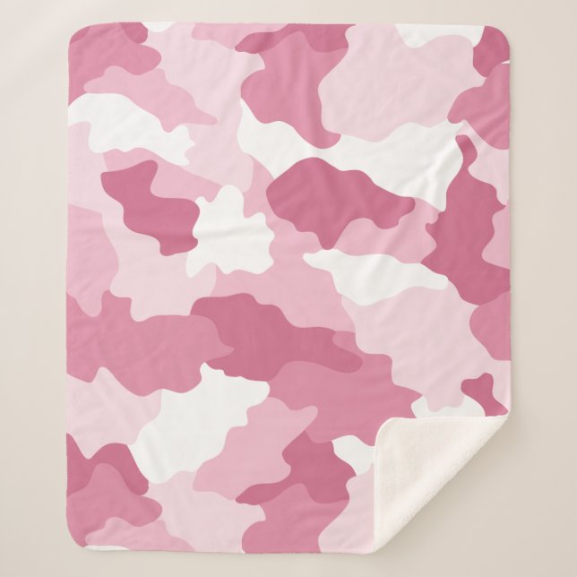 La manta Sherpa Camo de color rosa (Anverso)