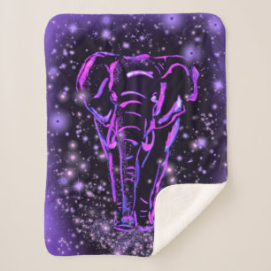 La manta Sherpa De Elefante Púrpura En Noche Estel