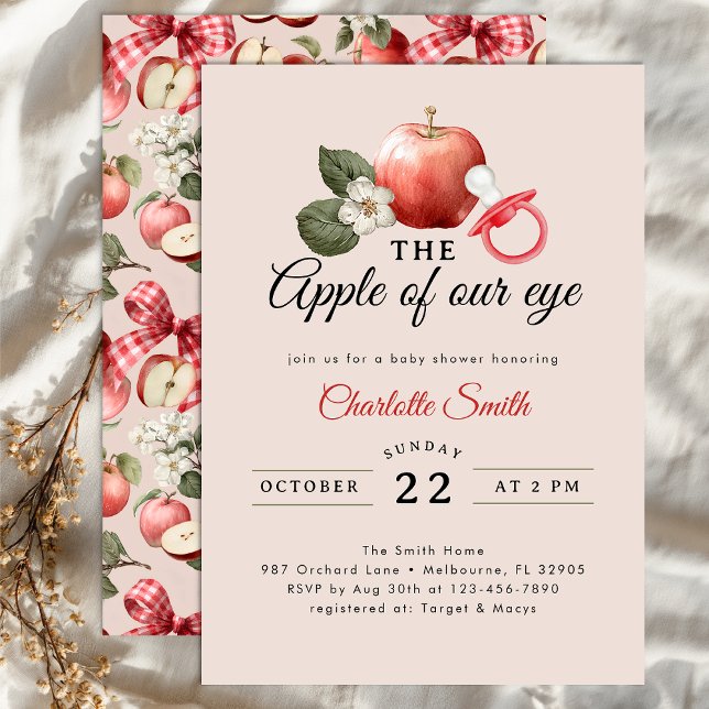 La manzana rústica de nuestra invitación a Baby Sh (Apple Baby Shower Invite)