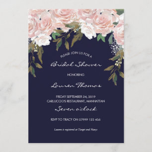 La marea rosa de la ducha de novia invitación flor