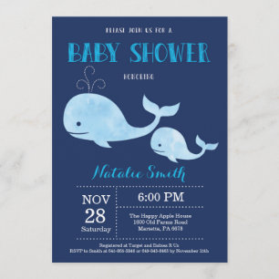La marina de la invitación a la ballena Baby Showe