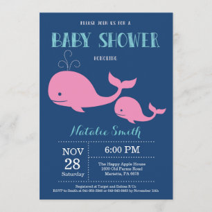 La marina de la invitación a la ballena Baby Showe