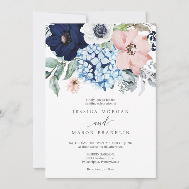 La marina florece la invitación a la boda (Anverso)