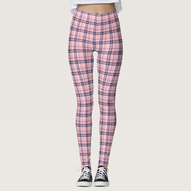La marina rosa Gingham plaid las leggings de las m (Anverso)