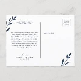 La marina y el follaje rosado Gracias postal